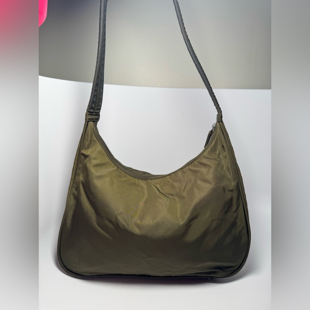 SOLD Prada Olive Green Nylon Shoulder Bag Hobo Style Luxury Fashion - Picture 1 of 16